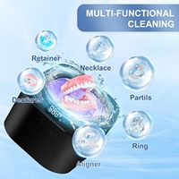 Pembersih Gigi Ultrasonik UV Multifungsi 220ml Baru 2025 48kHz 24W Timer Digital Elektrik untuk Penggunaan Rumah Tangga, untuk Gigi Palsu dan Aligner