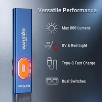 Linterna LED Táctica de 800LM con Logotipo Personalizado, Láser Rojo, Luz UV, Recargable por USB, Impermeable, para Camping, EDC, con Clip Magnético