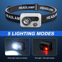 Linterna Frontal LED Recargable de 1200mAh con 5 Modos y Sensor de Movimiento, Lámpara Manos Libres para Reparaciones, Inspecciones y Uso en Talleres