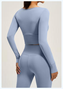 Camiseta Deportiva Ligera para Mujer, Resistente a los Rayos UV, Elástica en 4 Direcciones, Ecológica, Cuello en V, Manga Larga, Sin Costuras, Primavera - Product Image 5