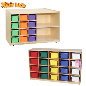 Современная мебель для детского сада, 4 слоя, детские деревянные шкафы для хранения игрушек с пластиковыми ящиками, мебель Montessori Nurseru
