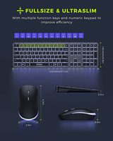 Clavier et souris sans fil rétroéclairés JOMAA, combo rechargeable 2.4G USB, clavier et souris sans fil illuminés, clavier pleine taille