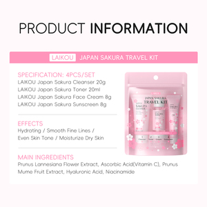 ชุดผลิตภัณฑ์ดูแลผิวหน้า LAIKOU Japan Sakura Travel Kit เซรั่มบำรุงผิวหน้าขาวกระจ่างใส ลดรูขุมขน ควบคุมความมัน ด้วยนิโคตินาไมด์ - Product Image 4