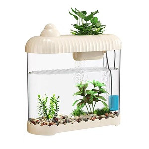 <span class=keywords><strong>Mini</strong></span> tanque de mar ornamental de criatura viviente, Material PP, forma de cilindro, acuarios de escritorio, accesorios para sala de estar - Product Image 5