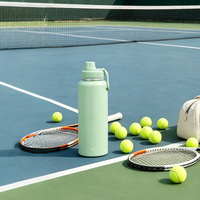 Gourde isotherme personnalisable en acier inoxydable Macaron E 610 ml avec couvercle et poignée de transport légère pour la salle de sport et les activités de plein air