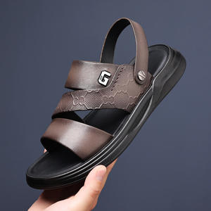 Été Nouveau Style Première Couche Sandales <span class=keywords><strong>en</strong></span> peau de <span class=keywords><strong>mouton</strong></span> Cuir véritable Chaussures de plage décontractées pour hommes Sandales Pantoufles <span class=keywords><strong>en</strong></span> cuir Chaussures pour hommes - Product Image 1