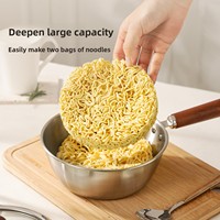 Casserole à nouilles instantanées en acier inoxydable 316, qualité alimentaire, multi-usage, mini casserole avec couvercle en verre et poignée en bois, compatible gaz et induction