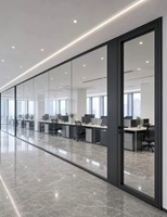 Cloison en verre à cadre en aluminium, cloison insonorisée en verre trempé, cloison modulaire en verre démontable pour salle de réunion de bureau