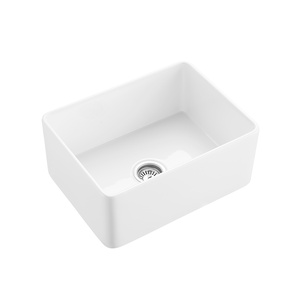 อ่างล้างจานแบบติดผนังทรงฟาร์มเฮาส์ สีดำด้าน ทำจากดินเผา ขนาด 24 นิ้ว แบบอ่างเดี่ยว สำหรับบ้านสมัยใหม่ - Product Image 3