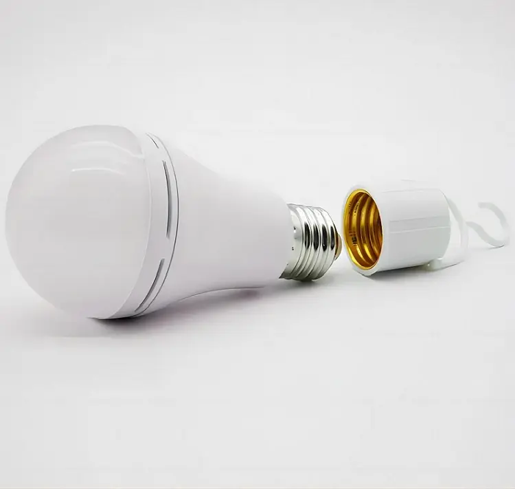 Rechargeable emergency led bulb 80lm/w E27 B22 with lithium battery for outdoor camping light 7w 9w 12w 15w
