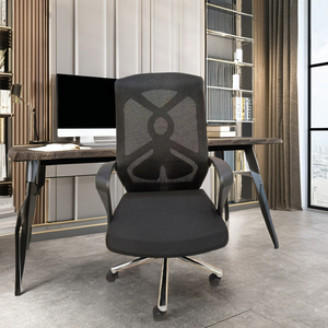 Silla <span class=keywords><strong>de</strong></span> <span class=keywords><strong>Oficina</strong></span> Moderna con Elevación, Malla Transpirable, Respaldo Medio, Giratoria, Reposabrazos 3D, <span class=keywords><strong>Ruedas</strong></span> Silenciosas - Product Image 1