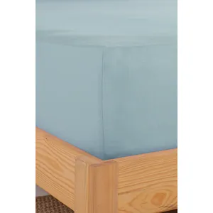 Sábana Ajustable de Algodón 100% de Tejido Liso Karden Flower, Tamaños Individual y Doble, Azul Claro, Ropa de Cama de Hotel, Suave y Transpirable - Product Image 3