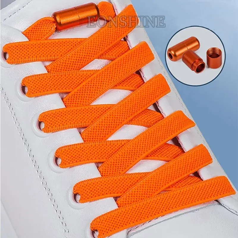 Tali sepatu elastis tanpa dasi terlaris kapsul kunci peregangan tali sepatu datar dengan kunci 8mm