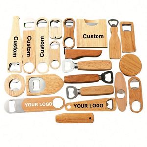 LC631 Customizable Logo Wood Opener Keychain for Bar Corkscrew Party Promotion Gift Advertise Custom Wooden Beer Bottle Opener - Product Image 1