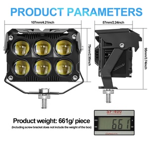 Projecteur de travail LED, phare LED à six lentilles, double rangée de projecteurs, tout en aluminium, 58 mm, avec ventilateurs, en jaune et en blanc - Product Image 5
