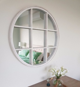 <span class=keywords><strong>Specchio</strong></span> da Parete Decorativo Rotondo in Legno Massello Stile Rustico Antico per Arredamento Casa - Product Image 2
