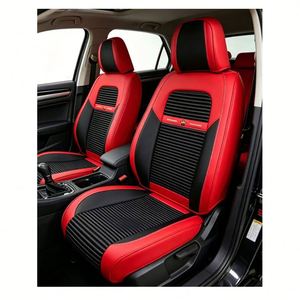 ชุดหุ้มเบาะรถยนต์หนังกันน้ำสีดำสองสี สำหรับรถบรรทุก รถตู้ รถ SUV เบาะหน้า ครบชุด ใช้ได้ทุกฤดู - Product Image 4
