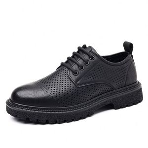 Chaussures décontractées rétro britanniques pour hommes, automne, chaussures en cuir imperméables à semelle épaisse, antidérapantes, respirantes - Product Image 5