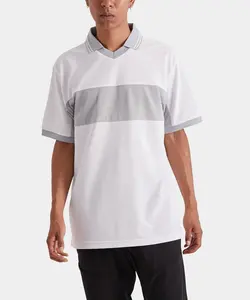 Grosir kustom logo kinerja kebesaran seragam olahraga cepat kering v-neck ribbed kerah vintage pria golf kaus polo