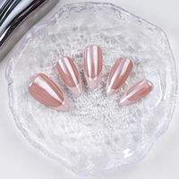 Vente en gros de faux ongles Aurora faits à la main en acrylique français, couvrants, à presser, de haute qualité, avec boîte personnalisée