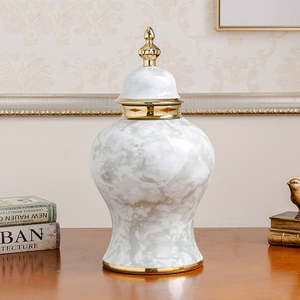 Jarrón Moderno de Cerámica/Porcelana con Acabado Brillante, Grande, Blanco, Plateado y Dorado, para Almacenamiento, Decoración del Hogar - Product Image 6