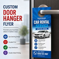 Flyers publicitaires personnalisés en papier couché, entièrement imprimés en couleur, recto-verso, découpés, pour accrocher sur les poignées de porte, pour la location de voitures et les services automobiles