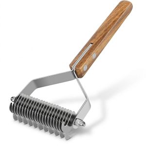 Stainless Steel Wooden Handle Dematting Undercoat Rake Stripper Tool for Dogs and Cats Thick Coats Groomer for <b>Pet</b> Owners - Product Image 1