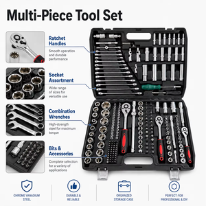Socket Wrench <b>Set</b> Ratchet <b>Tool</b> Kit Combination Wrench <b>Set</b> Mechanics Hand <b>Tools</b> Portable Case for Garage Workshop Repair - Product Image 4
