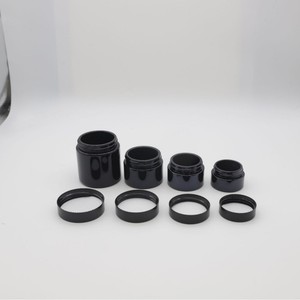 Custom UV Black <b>Glass</b> Jars With CR Plastic Lids 3.5G Storage <b>Containers</b> Sealed Round Shape For Supplement Capsule Herb Tobacco - Product Image 2