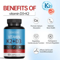 Capsules Offre Spéciale OEM de vitamine D3 + K2 faciles à avaler Capsule végétale de support d'os D K k2 d3
