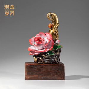 <b>Copper</b> And Gold Years Flower Bloom Wealth <b>Copper</b> Decorative Object For Home Decoration <b>Table</b> Display - Product Image 2