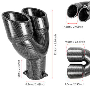 Terminali di <span class=keywords><strong>Scarico</strong></span> Yuechi Auto Parts, <span class=keywords><strong>Doppio</strong></span> Tubo Silenziatore, Tubo di <span class=keywords><strong>Scarico</strong></span> in Acciaio Inox Colore Canna di Fucile, 63mm 2.5 Pollici, Adattamento Universale - Product Image 2
