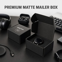 Boîte d'expédition rigide personnalisée pour accessoires électroniques, cadeaux technologiques, avec fermeture à rabat, noir mat, minimaliste, vente en gros, directement de l'usine