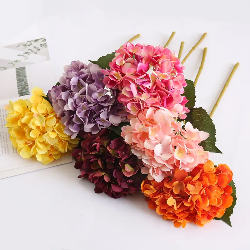 Hot sale artificial hydrangea flowers stem for home wedding decoration wholesale single stem hortensia Fleurs artificielles
