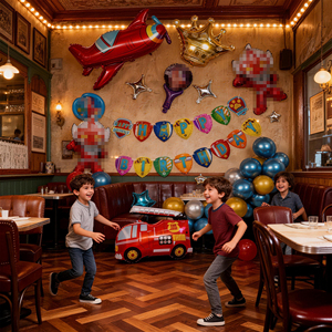 Ensemble de ballons décoratifs pour fête d'<span class=keywords><strong>anniversaire</strong></span> d'enfants sur le thème des dessins animés, cadeau surprise pour garçon, ballons en aluminium en forme d'avion - Product Image 3