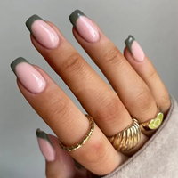 24 faux ongles courts français press-on faits à la machine, multicolores, pour femmes, pour la beauté quotidienne et les salons de manucure