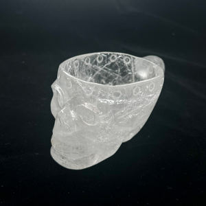 Taza de <span class=keywords><strong>cristal</strong></span> con diseño de forma de calaveras de cuarzo transparente Rosa Natural con asa, taza de té de café tallada a mano para regalo - Product Image 2