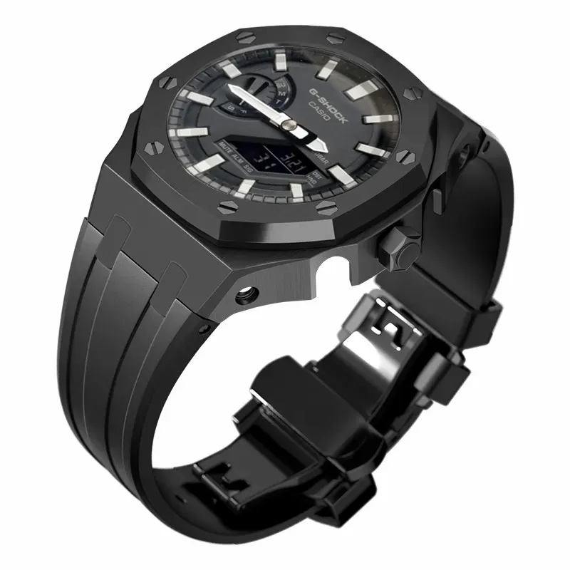 Eraysun Mod Kit G Shock Ga2100 Roestvrijstalen Horlogeband Luxe Riem En Koffer Voor Casio Ga2100 Slimme Horlogeband