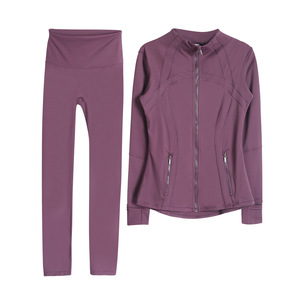 Women's High Quality 1:1 Lulu Buttery Soft Long Sleeve Sports <b>Jacket</b> Set Breathable Quick Dry Workout Outfit <b>Yoga</b> Set - Product Image 5