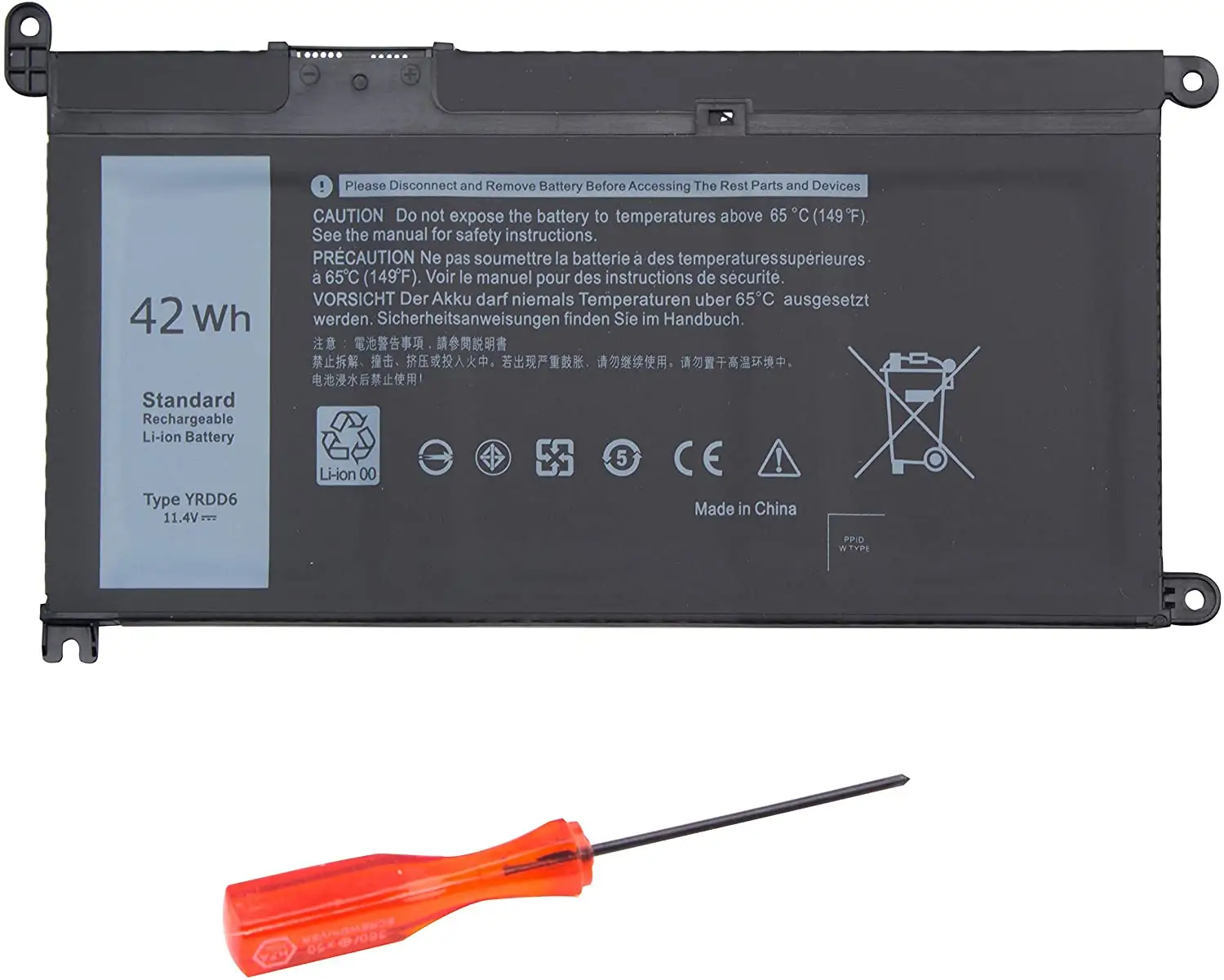 YRDD6 VM732 11.4V 42Wh 11.4V Replacement Laptop Battery for Dell Inspiron 3493 3582 3593 3793 7586 Series Lithium Ion Batteries