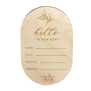Ovale in <span class=keywords><strong>legno</strong></span> <span class=keywords><strong>sono</strong></span> nuovo qui cartello neonato per annuncio nascita lettere incise modello decorazione per la casa arte arte Souvenir Card - Product Image 4
