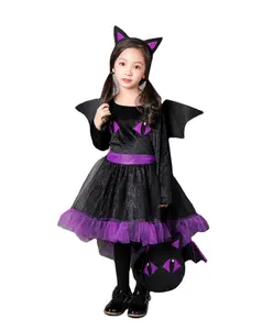 Fantasia de halloween para crianças gato preto, fantasia da festa, halloween, cosplay, bruxa, vestido fantasia