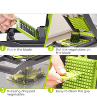14/16 Inch Multifunctionele Plastic Groentechopper Handmatige Voedselsnijder Veilige Groentesnijder