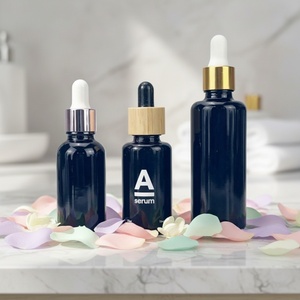 Black UV Protection Violet Essential Oil <b>Dropper</b> <b>Bottle</b> 15ml 20ml 30ml Silk Screen Printed Violet Glass Lotion Pump <b>Bottle</b> - Product Image 1