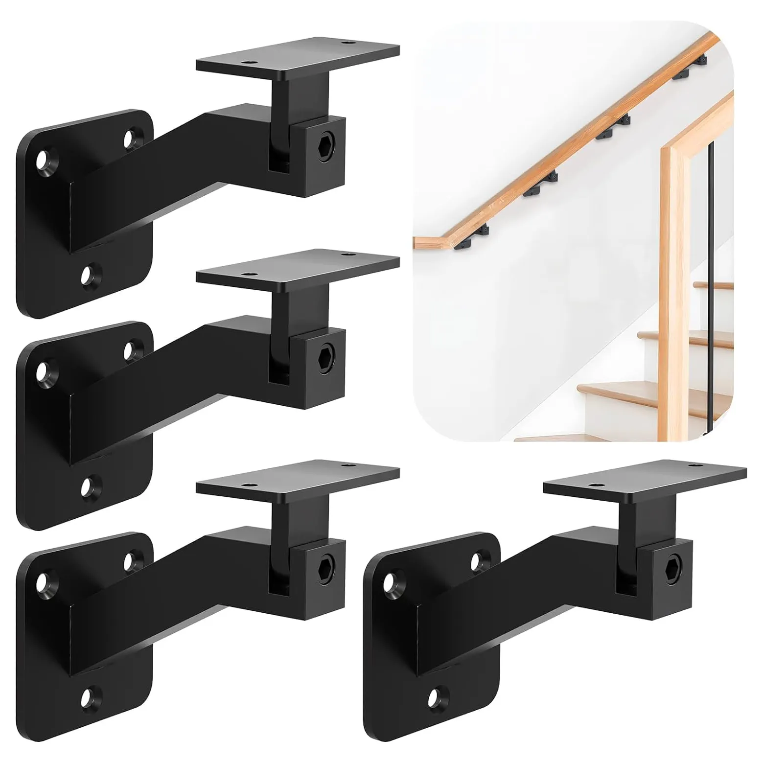 Swivel Handrail Bracket Kit Heavy Duty Metal Adjustable Wall Shelf Stair Railing Hand Rail Handrail Brackets For Staircase Stair