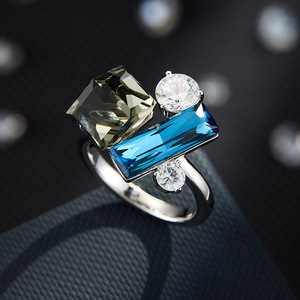 Geometric Crystal Cube Open <b>Ring</b> Multi Cut Adjustable Index <b>Finger</b> <b>Ring</b> Everyday Wear Unisex Jewelry - Product Image 4