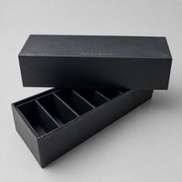 Boîte d'emballage réutilisable personnalisée en matériaux recyclés, tiroir noir mat avec compartiments, pour thé, café, cadeaux, OEM
