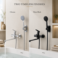 Ensemble de douche en alliage de zinc chromé avec robinet de baignoire et vanne céramique à trois voies