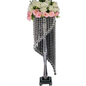 Support de fleurs en cristal de luxe 80 cm, centre de table de mariage, support de vase en forme de lustre, décoration décorative - Product Image 4