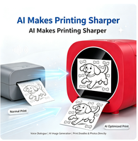 Printer Thermal Mini AI Tanpa Tinta Layar IPS 2.4 Inci Kontrol Suara 6 Gaya Gambar 1300mAh Hadiah Cetak Stiker Foto untuk Pelajar